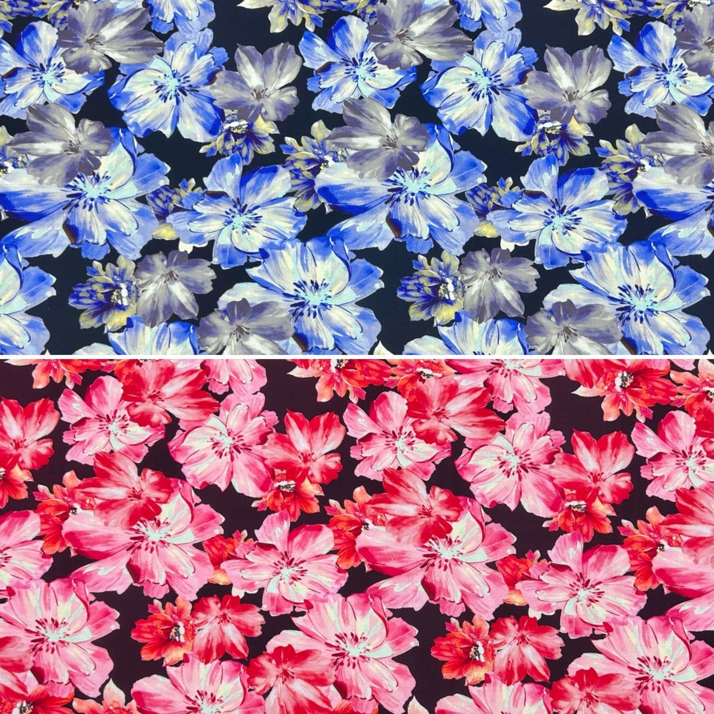 Midnight Floral Viscose Challis Fabric