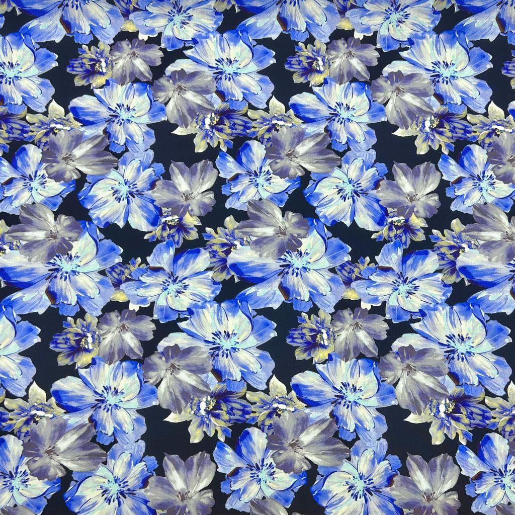 Midnight Floral Viscose Challis Fabric