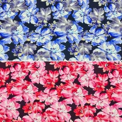 Midnight Floral Viscose Challis Fabric