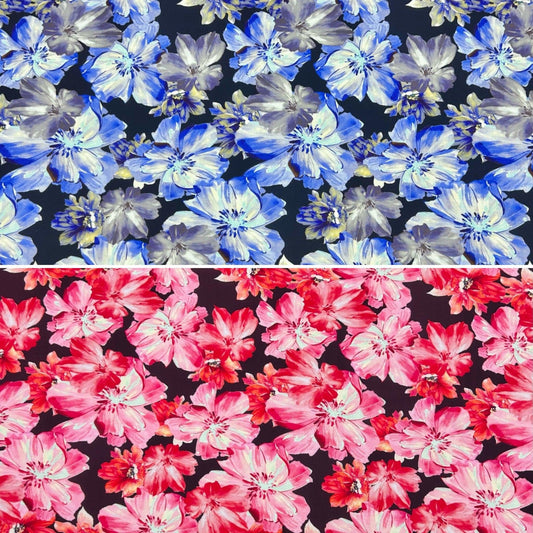 Midnight Floral Viscose Challis Fabric