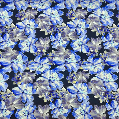 Midnight Floral Viscose Challis Fabric