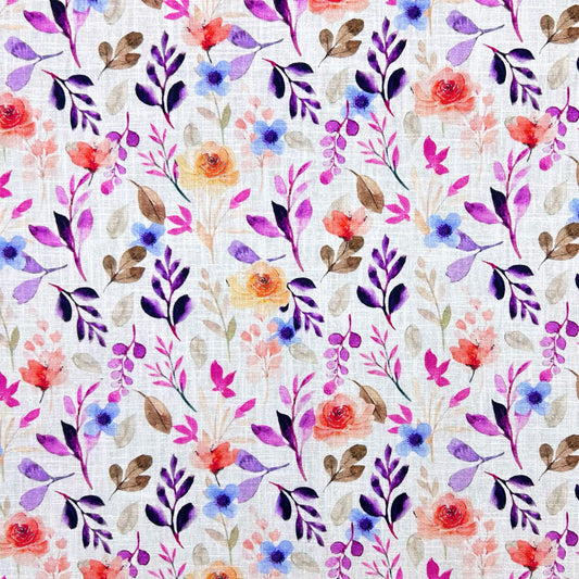 Multi Floral Cotton Linen Fabric